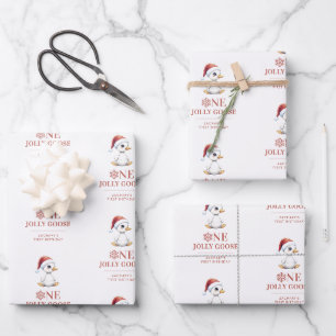 Feuille De Papier Cadeau Un joyeux oie personnalisé pour un premier anniver