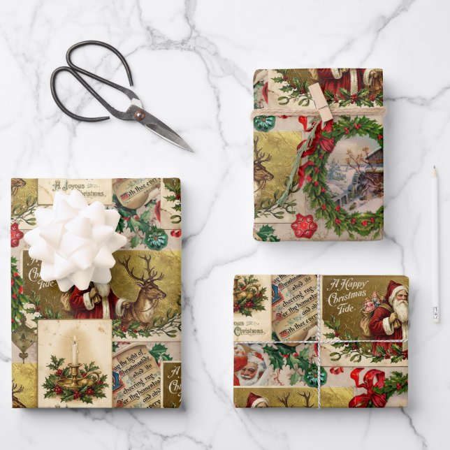 Feuille De Papier Cadeau Un Joyeux Temps de Noël (Recto)