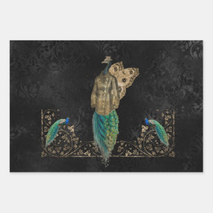 Feuille De Papier Cadeau Un paon à vapeur