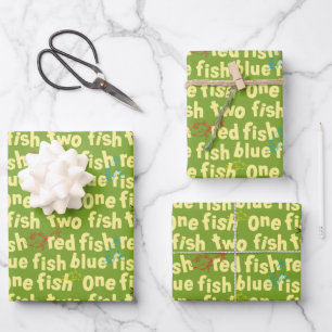Feuille De Papier Cadeau Un Poisson Deux Poissons Typographie Motif