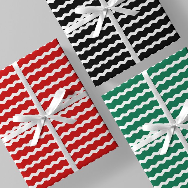 Feuille De Papier Cadeau Unconventional Chic Black, Red & Green Christmas (Unconventional Chic Black, Red & Green Christmas Wrapping Paper Sheets)