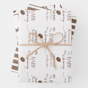 Feuille De Papier Cadeau Une Baby Shower Party 'Un bébé prépare du café'