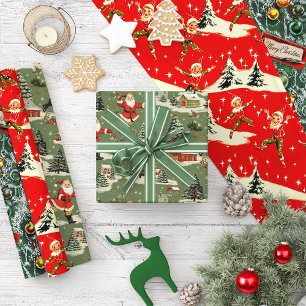 Feuille De Papier Cadeau Une collection très rétro de Noël lumineuse