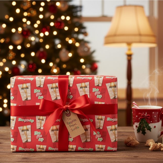 Feuille De Papier Cadeau Une histoire de Noël | Motif de lampes à lèvres (Créateur téléchargé)