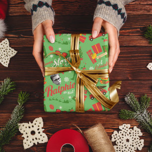 Feuille De Papier Cadeau Une histoire de Noël Motif d'icône verte