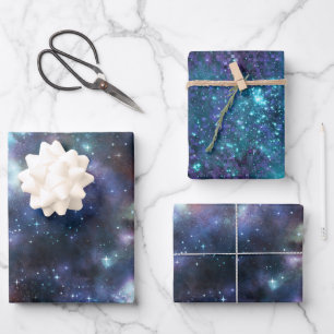 Feuille De Papier Cadeau Une série Galaxy chatoyante Design 3