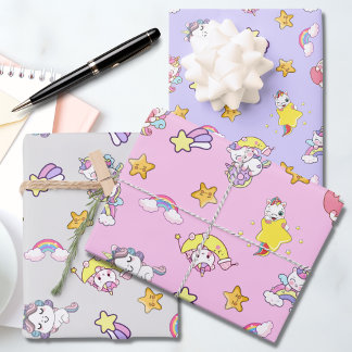 Feuille De Papier Cadeau Unicorn Rainbow Star Collection à thème