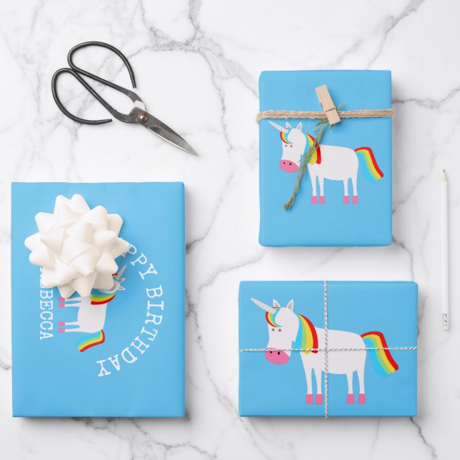Feuille De Papier Cadeau Unicorne (Recto)