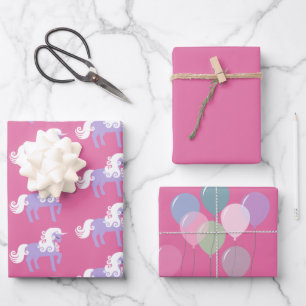 Feuille De Papier Cadeau Unicorne rose violet