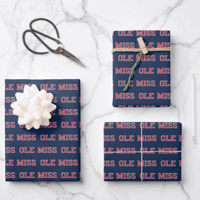Feuille De Papier Cadeau Université du Mississippi | Ole Miss Wordmark (Recto)