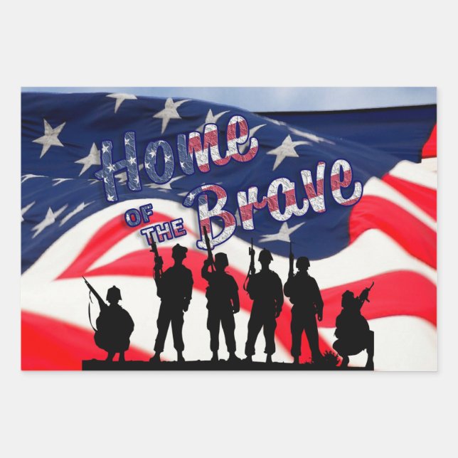 Feuille De Papier Cadeau USA Accueil du Brave (Devant)