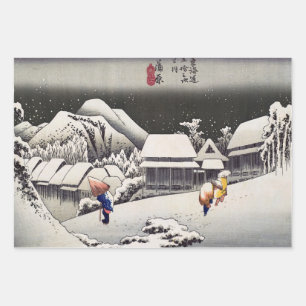 Feuille De Papier Cadeau Utagawa Hiroshige - Neige du soir à Kanbara