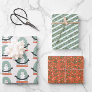Feuille De Papier Cadeau Vacances de l'homme de neige
