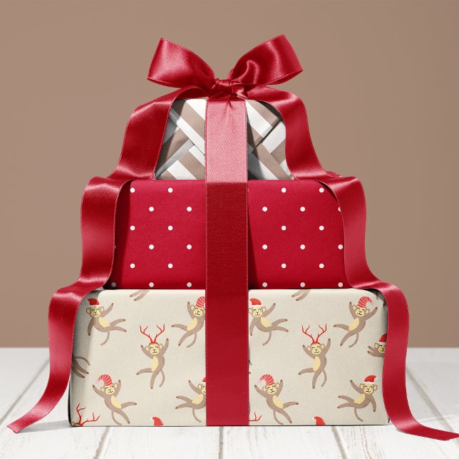 Feuille De Papier Cadeau Vacances de Noël Singe Mignon (Créateur téléchargé)