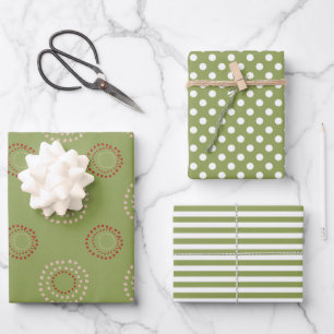 Feuille De Papier Cadeau Vacances de Noël Vert blanc Joyeux et lumineux