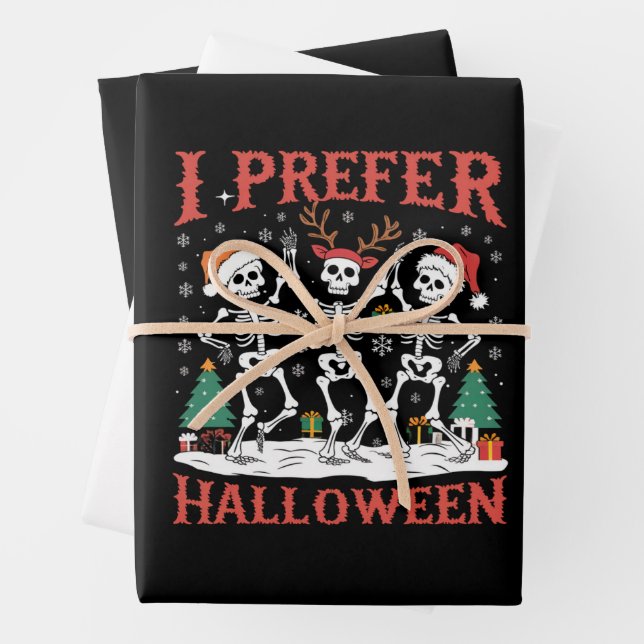 Feuille De Papier Cadeau Vacances Noël laid Je préfère Halloween Noël (En situation)