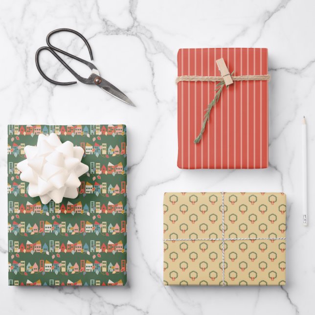 Feuille De Papier Cadeau Vacances Rétro  (Recto)