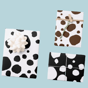 Feuille De Papier Cadeau Vache amusante Imprimer Motif de points occidentau