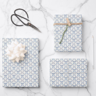 Feuille De Papier Cadeau Vaches Coquette Bleues, Trellis, Preppy