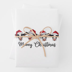 Feuille De Papier Cadeau Vaches de Noël mignonnes Meuh Xmas Génisse Vache d