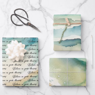 Feuille De Papier Cadeau Vagues d'océan de plage