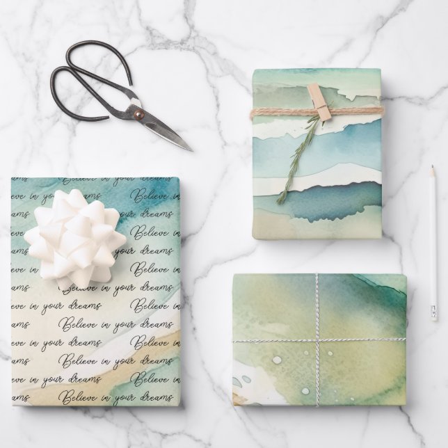 Feuille De Papier Cadeau Vagues d'océan de plage (Recto)