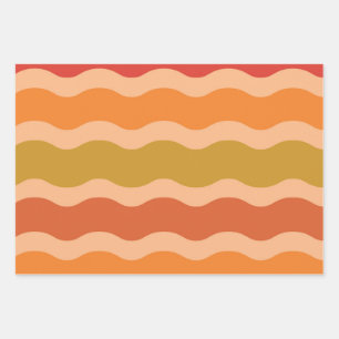 Feuille De Papier Cadeau Vagues funky groovy rétro abstraites des années 70