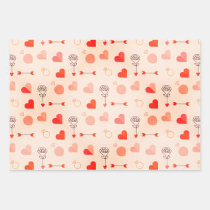 Feuille De Papier Cadeau valentin flèche de Cupidon avec coeurs