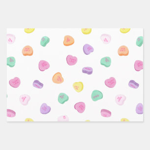Feuille De Papier Cadeau Valentines Day Candy Hearts Motif