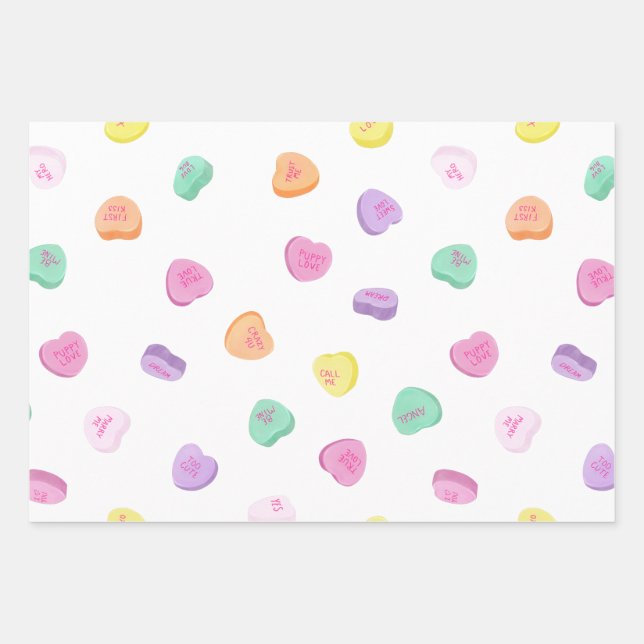 Feuille De Papier Cadeau Valentines Day Candy Hearts Motif (Devant)