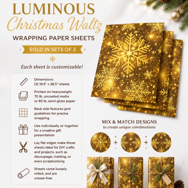 Feuille De Papier Cadeau Valse de Noël Lumineuse (Créateur téléchargé)
