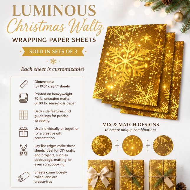 Feuille De Papier Cadeau Valse de Noël Lumineuse (Créateur téléchargé)