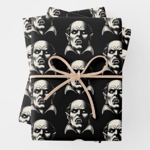 Feuille De Papier Cadeau Vampire Horror Scary Éffrayant Enveloppement Feuil