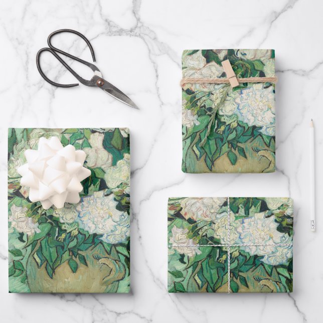 Feuille De Papier Cadeau Van Gogh Rose Célèbre Art ancien (Recto)