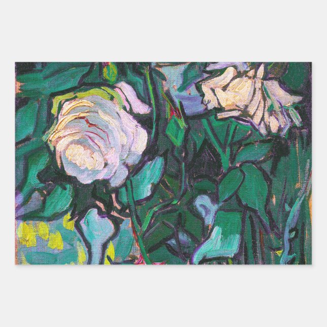 Feuille De Papier Cadeau Van Gogh Roses roses (Devant)