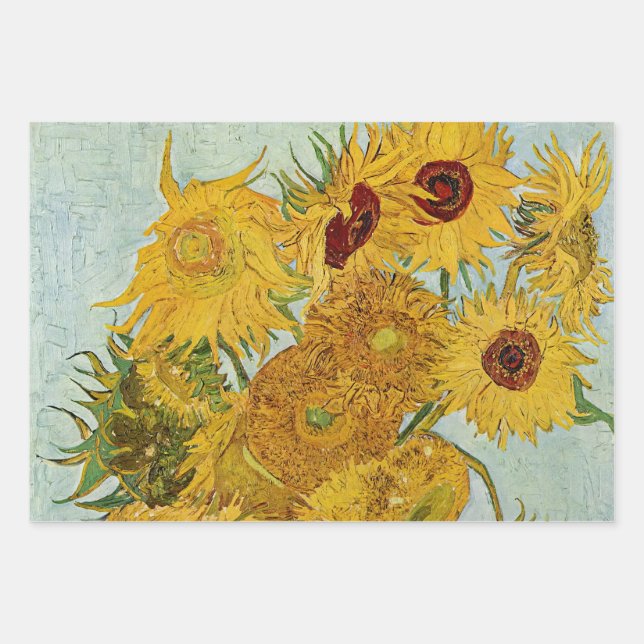 Feuille De Papier Cadeau Van Gogh - Vase avec 12 tournesols (Devant)