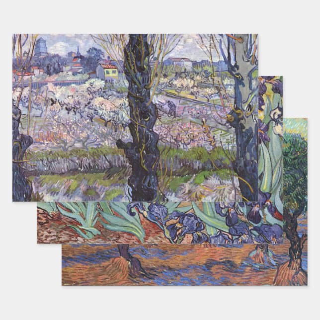 Feuille De Papier Cadeau Van Gogh Vue Arles Jardin Fleuri