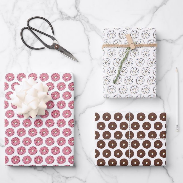 Feuille De Papier Cadeau Vanille Chocolat Fraise Donut Imprimer (Recto)