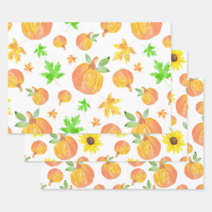 Feuille De Papier Cadeau Variété Citrouille Motifs