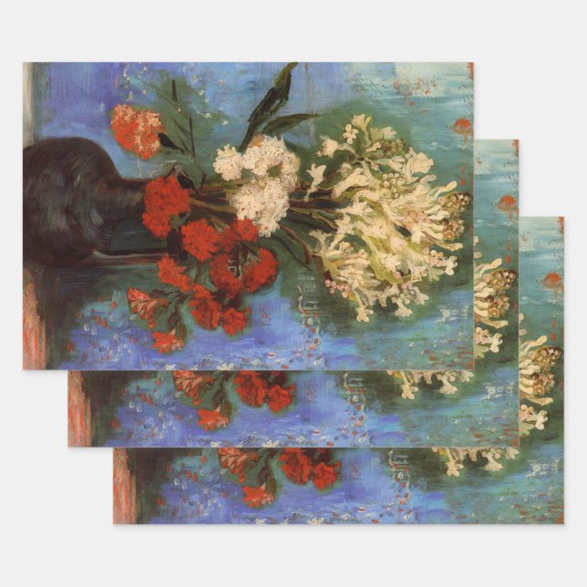 Feuille De Papier Cadeau Vase avec des Œillets de Vincent van Gogh (Lot)