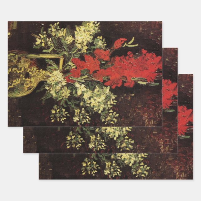 Feuille De Papier Cadeau Vase avec Gladioli, oeillets de Vincent van Gogh (Lot)