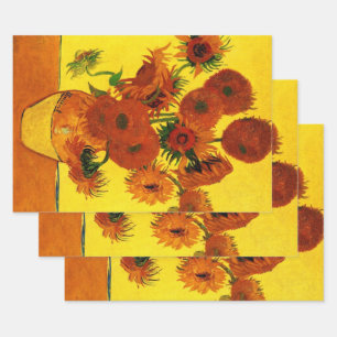 Feuille De Papier Cadeau Vase de nature morte avec 15 tournesols Vincent va