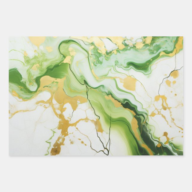 Feuille De Papier Cadeau Veines Verdoyantes (Devant)