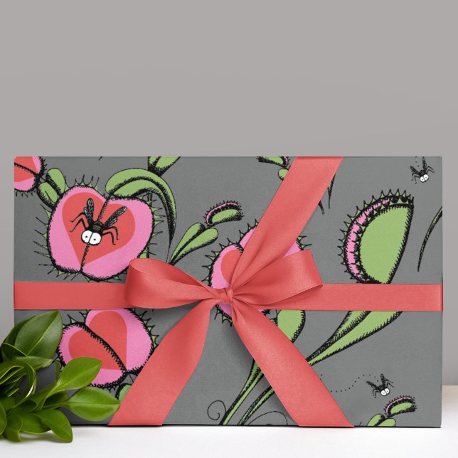 Feuille De Papier Cadeau Vénus Flytrap Plantes et mouches bourdonnantes sur (Créateur téléchargé)