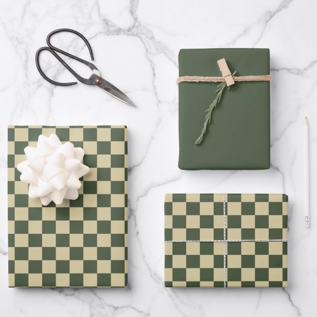 Feuille De Papier Cadeau Vérification verte (Recto)
