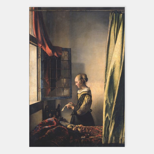 Feuille De Papier Cadeau Vermeer - Fille lisant une lettre à une fenêtre ou (Créateur téléchargé)