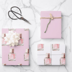Feuille De Papier Cadeau Vernis à Ongles Rose pour Anniversaire