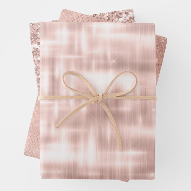 Feuille De Papier Cadeau Verre blanc rose (En situation)
