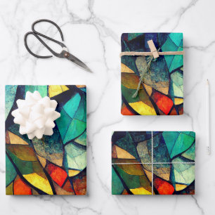 Feuille De Papier Cadeau Verre coloré en verre coloré Abstraction