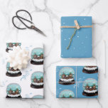 Feuille De Papier Cadeau Verre Snowball Village d'hiver Blue Christmas<br><div class="desc">Festive Glass Snowball Village d'hiver Blue Christmas Wrapping feuilles de papier. Des maisons de contes de fées en hiver avec de la neige et de beaux flocons de neige. Beau plantes d'escalades blancs et bleus.</div>